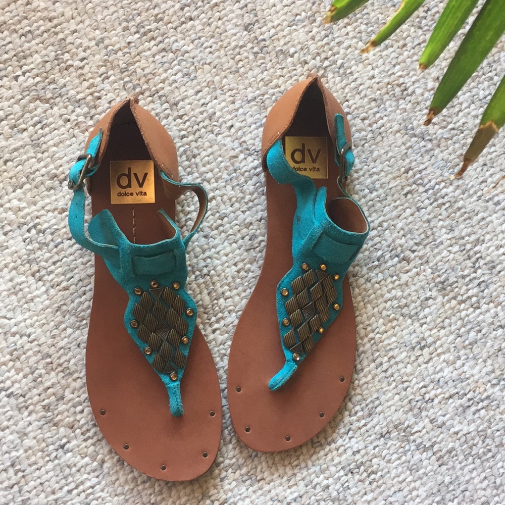 Blue beaded flats never worn